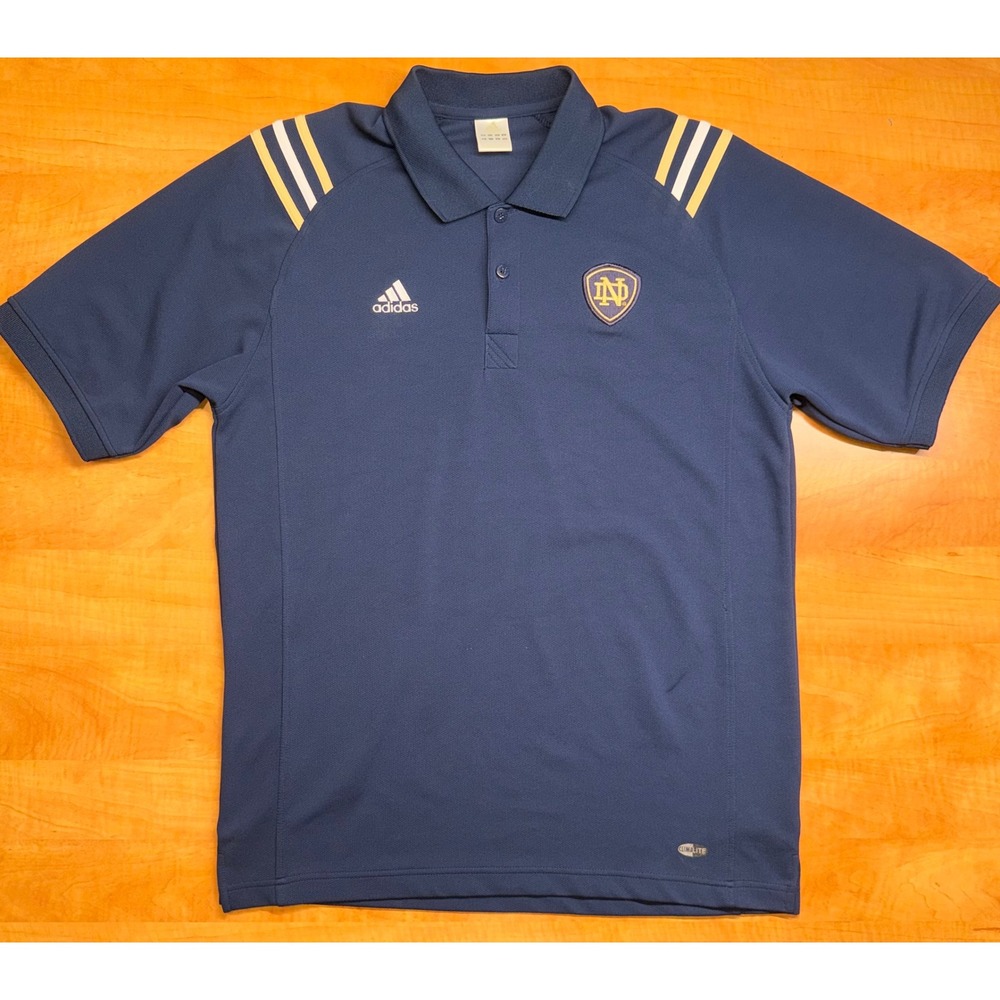 Adidas Notre Dame Fighting Irish Navy Blue Climalite Polo Shirt Mens Large L
